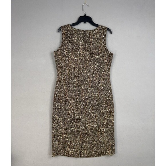 Talbots Dress Womens 12 Brown Metallic Tweed Academia Preppy Minimal Career Work - Picture 6 of 12